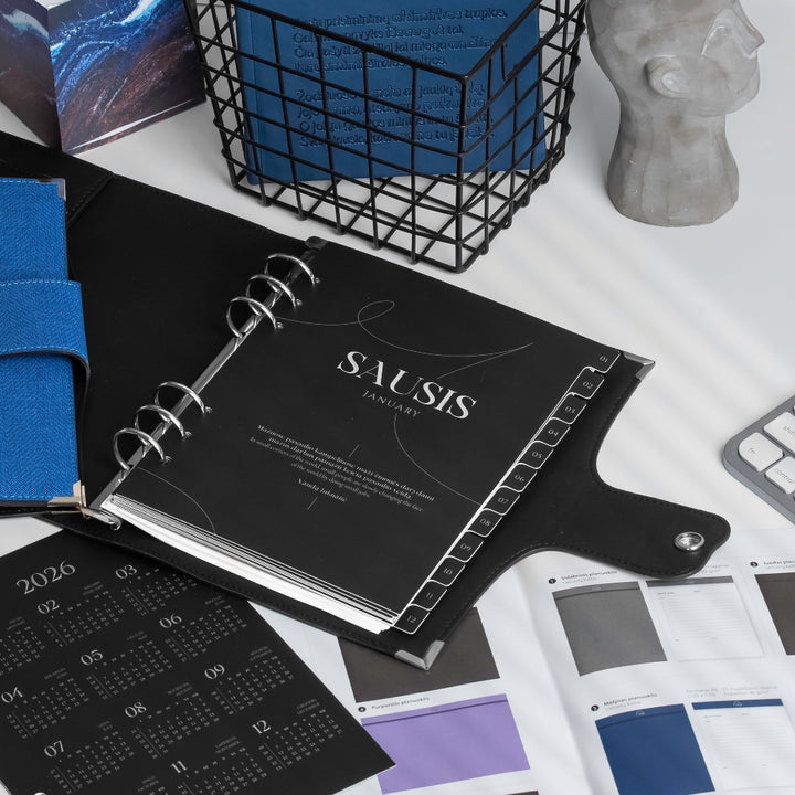 Mėnesių skirtukai 2026 - Juodas