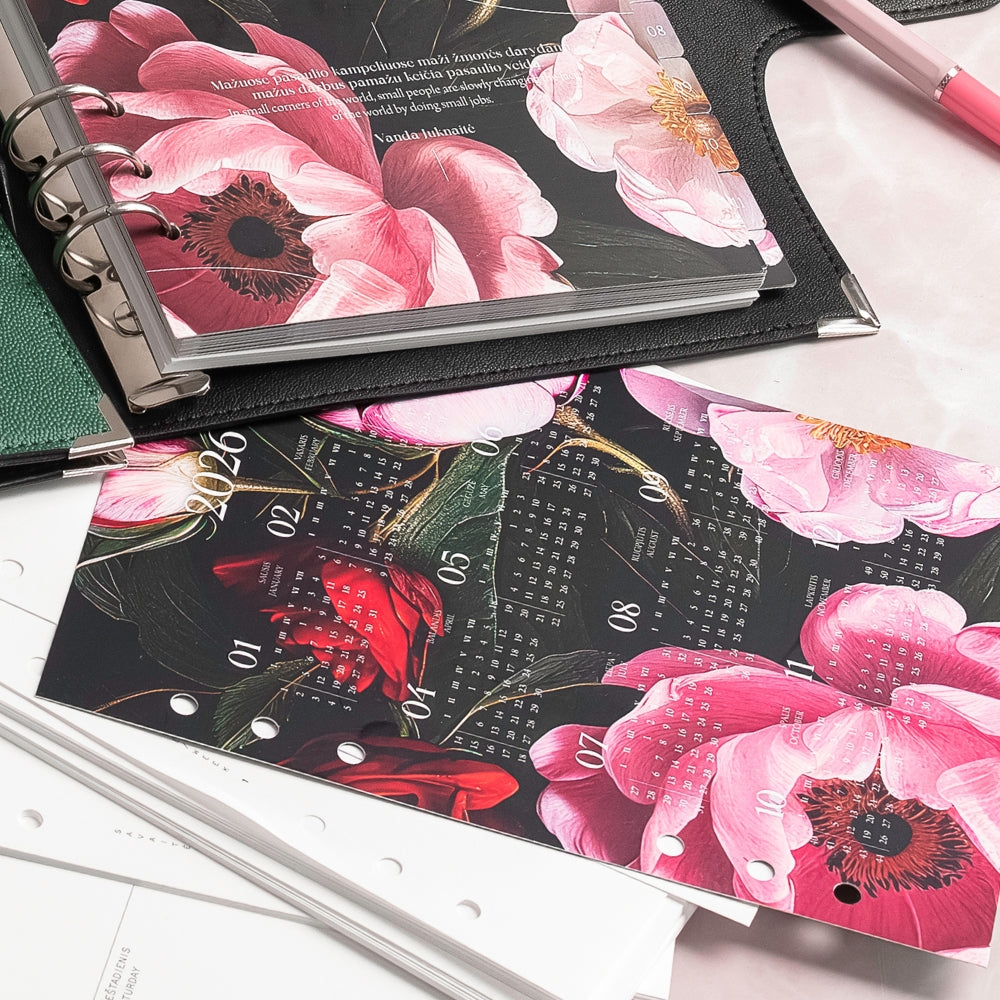 Mėnesio planuoklis + įsegamas kalendorius 2026 - Visatos žiedai