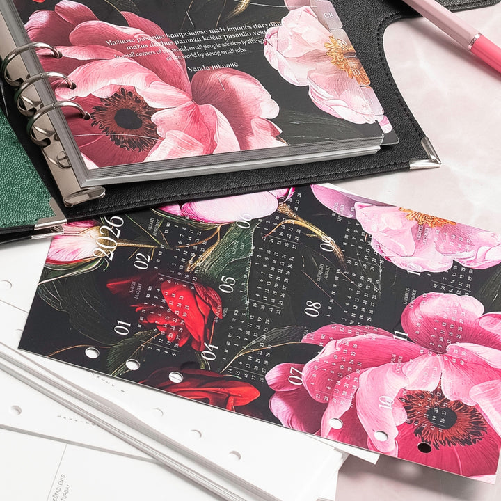 Mėnesio planuoklis + įsegamas kalendorius 2026 - Visatos žiedai