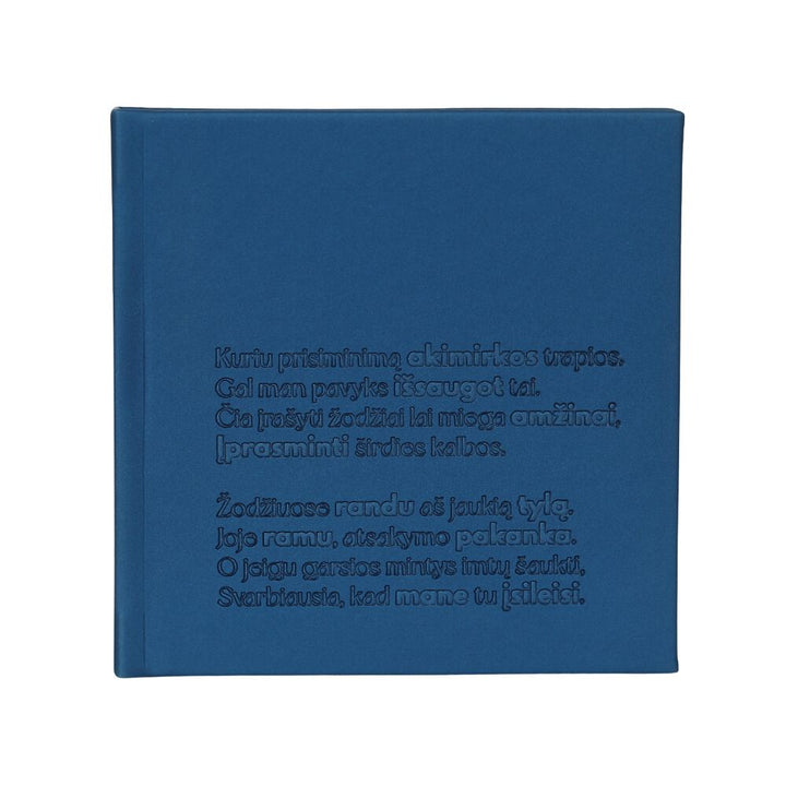 Užrašinė 15x15 cm su eko odos viršeliu - Mėlyna