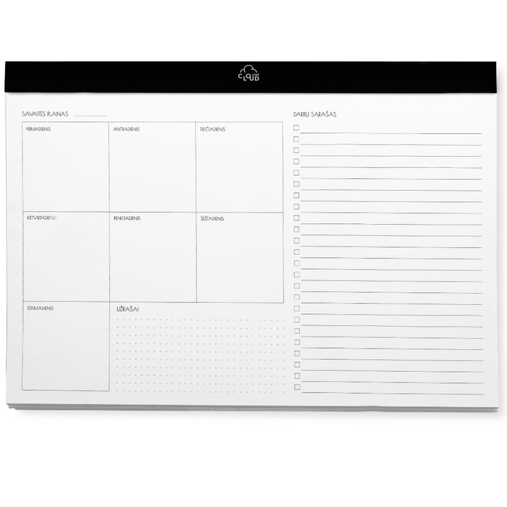 Savaitės planuoklis A4 - Juodas