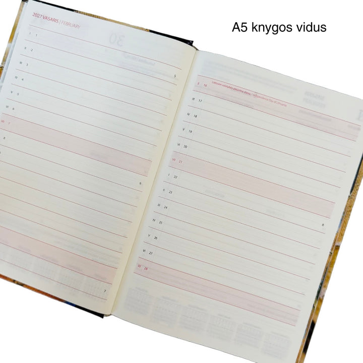 Darbo knyga 2027 su kietu eko odos viršeliu - Mėlyna tyla
