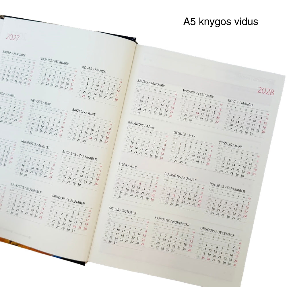 Darbo knyga 2027 su kietu eko odos viršeliu - Mėlyna tyla