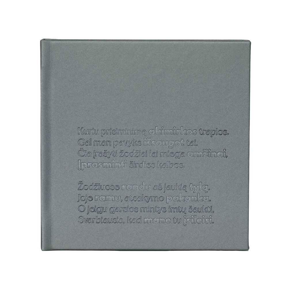 Užrašinė 15x15 cm su eko odos viršeliu - Sidabrinė