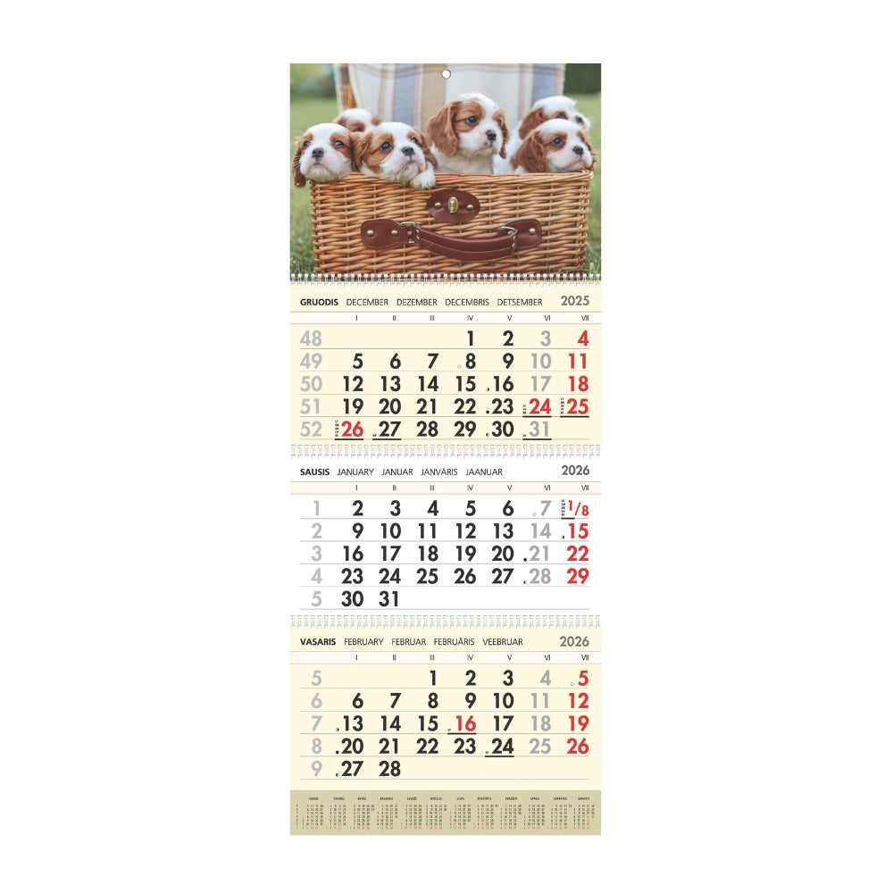Sieninis kalendorius 2026 - Šuniukai